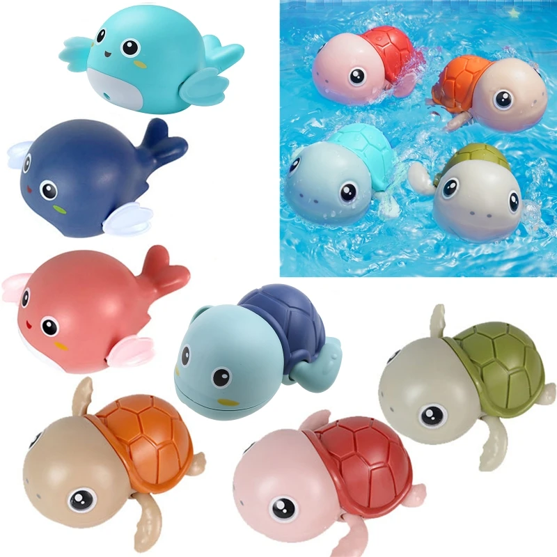 Clockwork for Turtle Baby Bath Toy Winding Toy Educational Wind-up Water Pool Toy Swimming Dolphin Toy for Infant for 3M