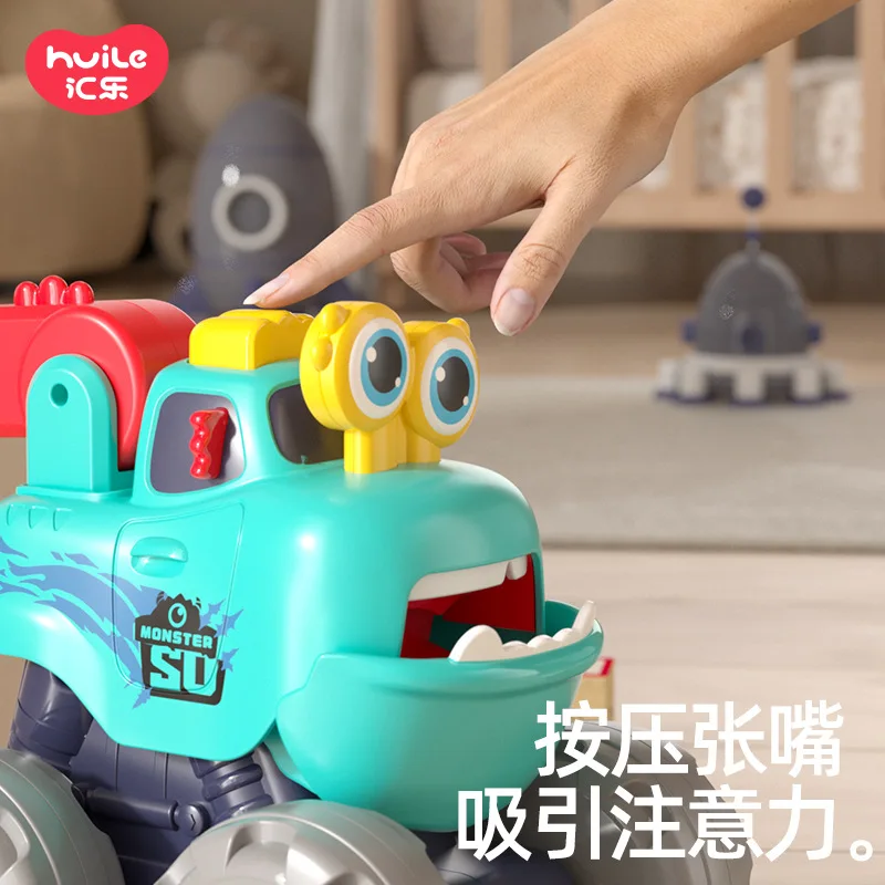 Série de veículos de engenharia monster, diversão móvel, balde de batida, guindaste, escavadeira, inércia/tração traseira/carro deslizante, brinquedo de quebra-cabeça infantil