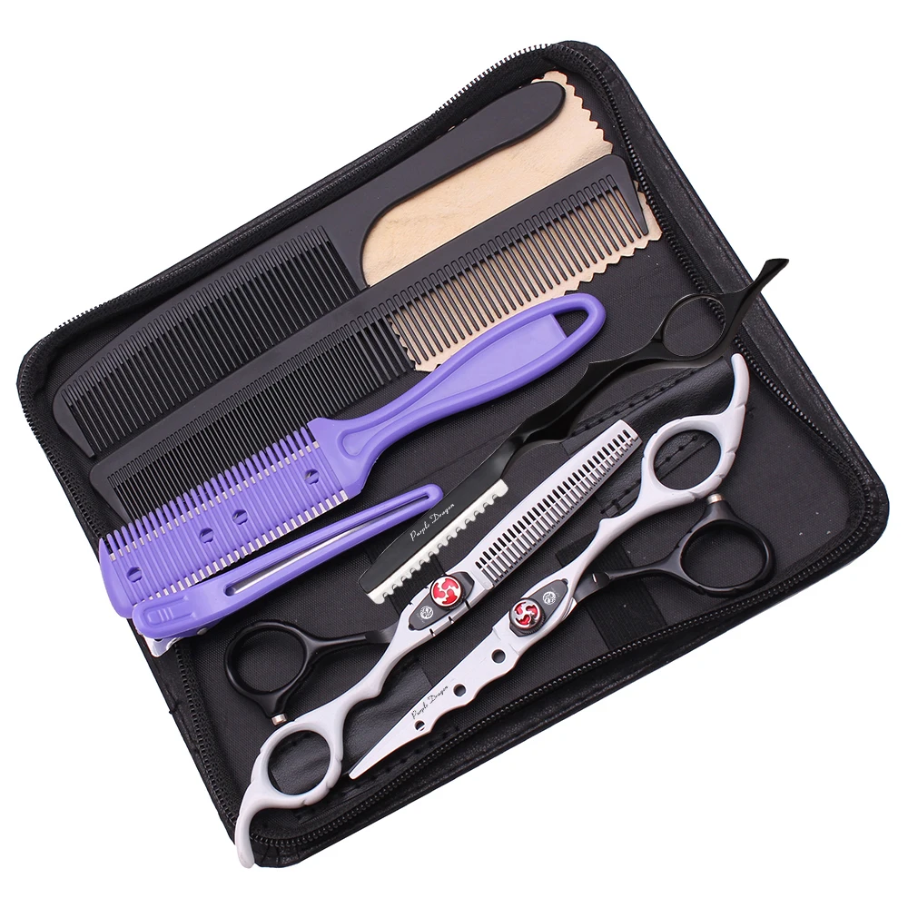 Professionelle Haarschere 6 Zoll Japan Edelstahl Haarschere Schwarz Haarschneideschere Rot Effilierschere Friseursalon Z1019 – Detail 20