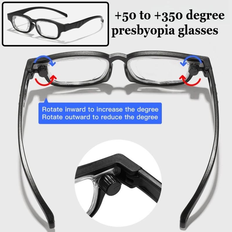 

Унисекс модные новые вращающиеся очки с регулируемой фокусировкой от +50 до +350 градусов очки для пресбиопии портативные очки для чтения