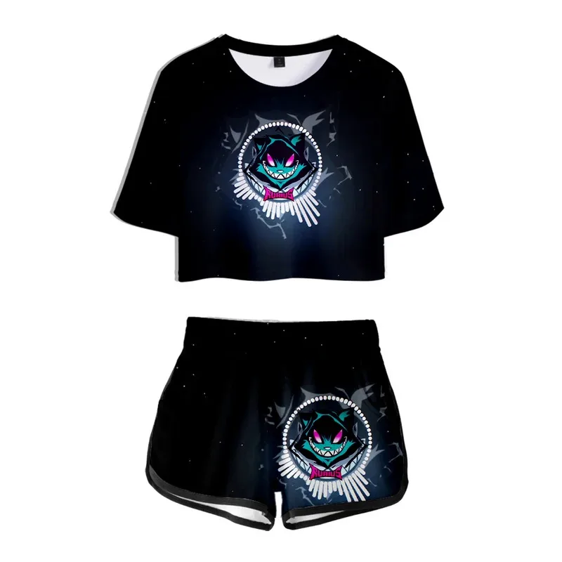 dd12Rubius Merch Conjunto de 2 trajes con estampado 3D para mujer, chándal corto, top y pantalones cortos de dos piezas, chándales para mujer