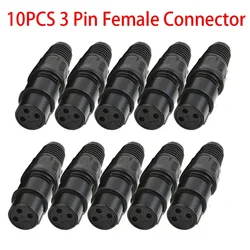 10PCS Female Connectors XLR DMX 3 Pin Audio Microphone Cable Connectors 10pcs Male  Female MIC Snake Plug Cable Adapters