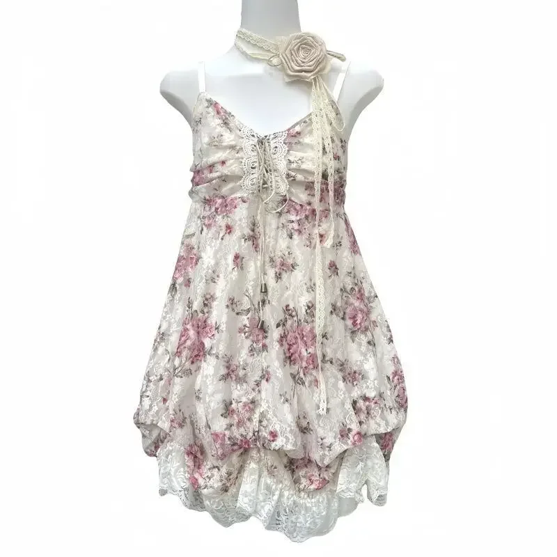 Coquette French Vintage 2 Piece Set Women Casual Hot Girls Sexy Design Outfits Y2k Elegant Beach Style Evening Party Clothing
