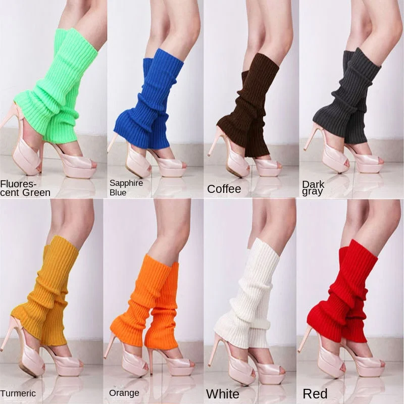 

Adult foot covers fluorescent colored yarn socks pile socks autumn and winter men's and women's knitted candy colored leg covers