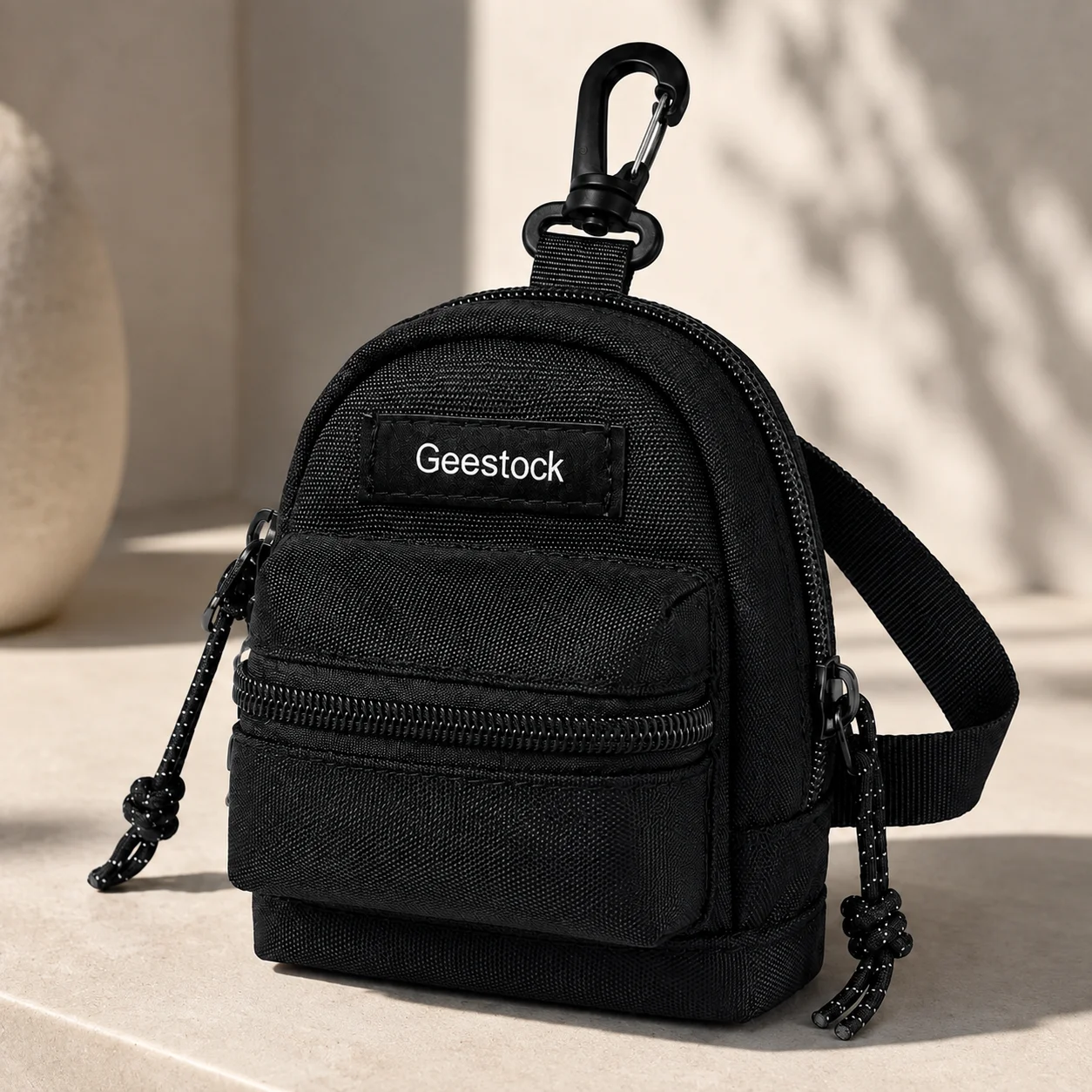 Mini Backpack Pouch with Adjustable Strap, Small Crossbody Neck Bag Multi Pocket Clip On EDC Pouch for Travel Walking
