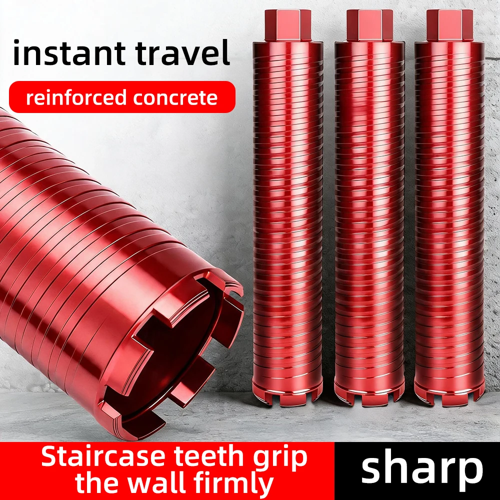 Staircase Teeth Diamond Water Drill Bit 370mm Dry Wet Use Thread Core Drill Bit For Reinforced Concrete Wall Hole Saw Drilling B
