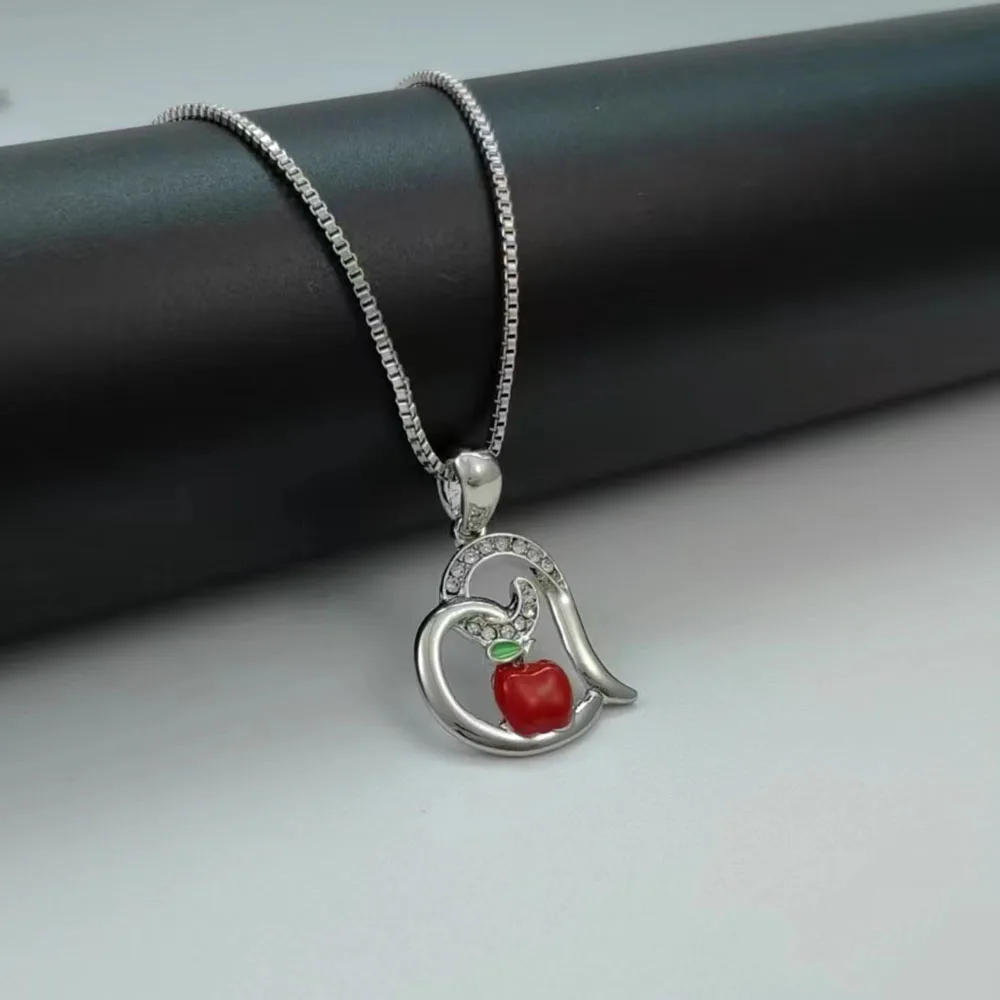 new arrive Heart red apple Jewelry Teacher NecklaceTeacher's Jewelry, Teacher Appreciation Gift, End of Year Teacher Gift