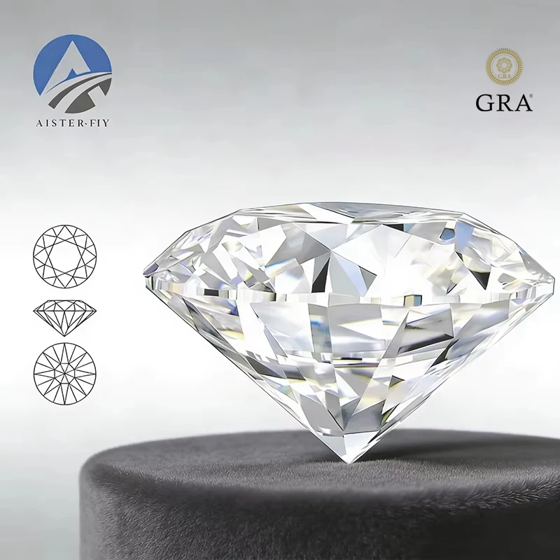 

D VVS1 Moissanite Round cut Wholesale Super White Round Moissanite Stone 0.1-5.0ct Pass Diamond Tester with GRA Certificate