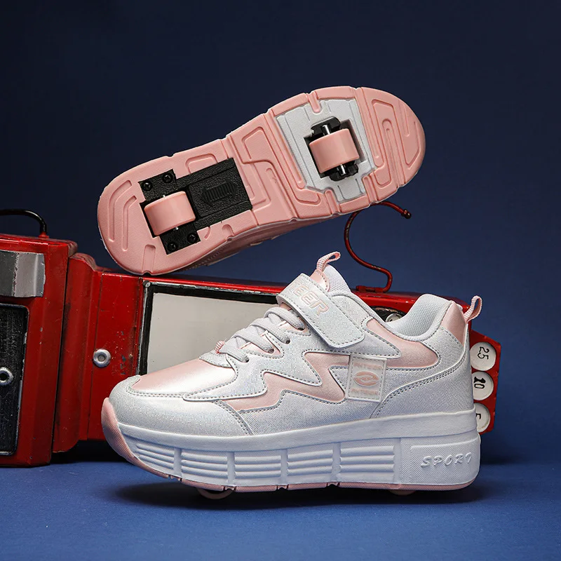 Fashion Children's Sneakers Child Two Wheels Roller Skates Shoes Kids Boys and Girls Flying Shoes