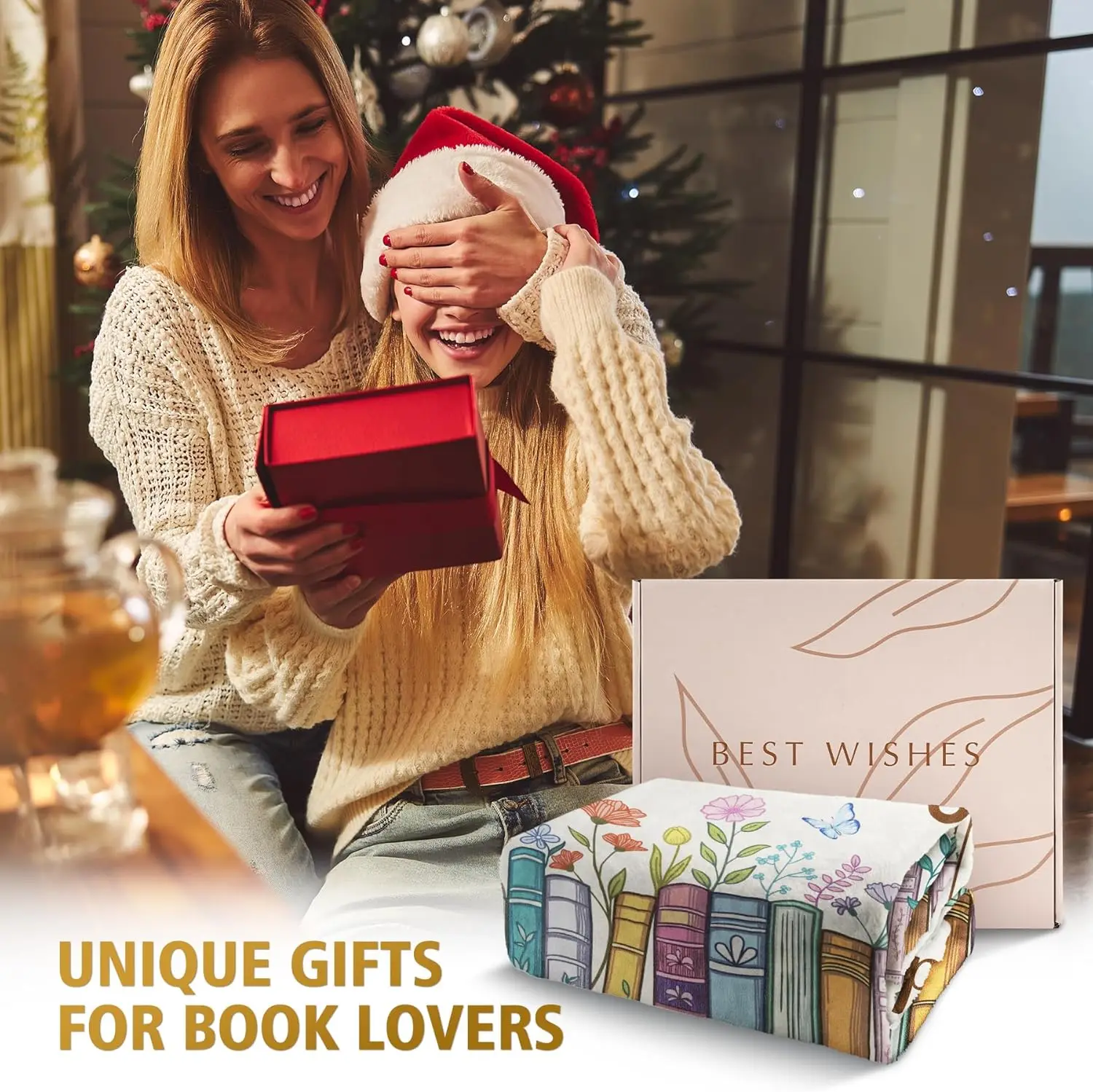 Book Lovers Gifts, Reading Blanket Gifts for Book Lovers, Unique Bookish Presents for Reader Bookworm on Birthday Christmas