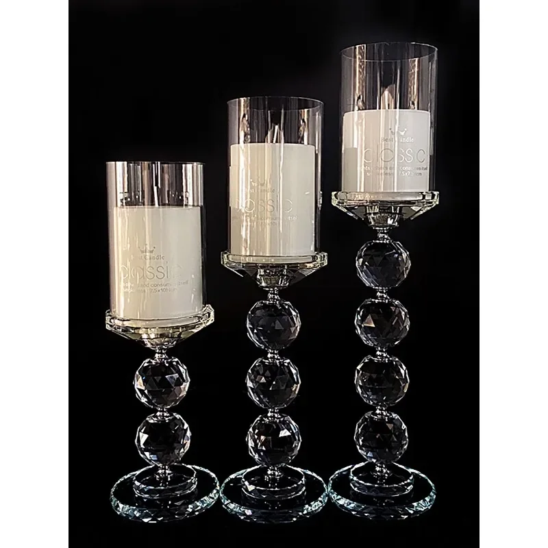 

European style transparent crystal glass candlestick romantic glass candlestick extra large wedding home model room decoration d