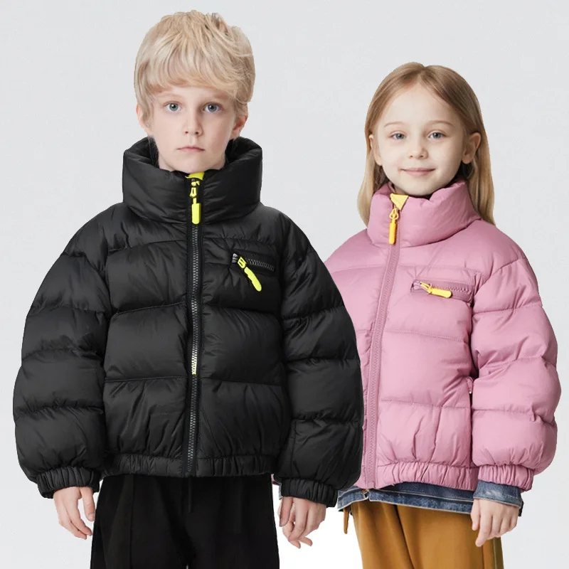 

Winter Children Duck Down Jackets Turtleneck Thicken Warm Kids Boy Puffer Jackets Plus Velvet Infant Babys Girls Outerwears Coat