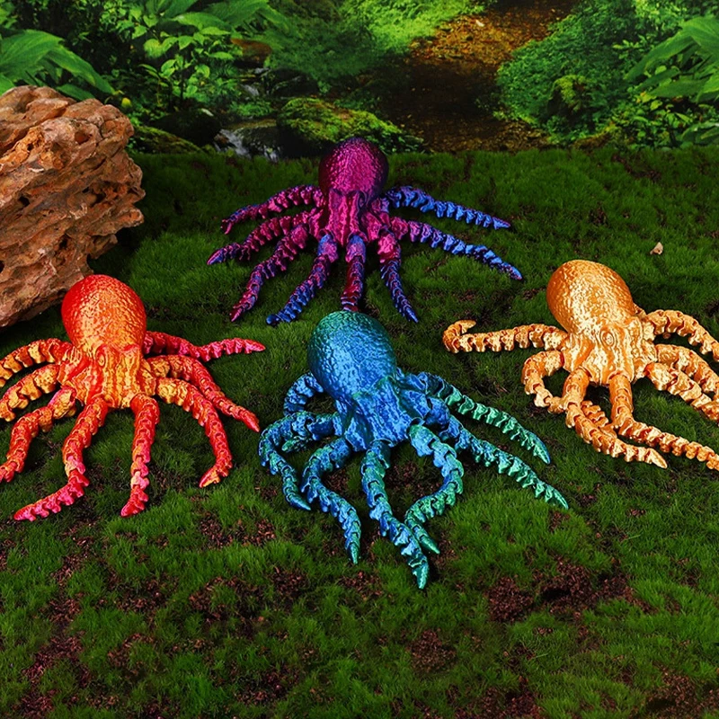 3D Printed Octopus Model Simulated Animal Model Creative Desktop Decoration Children's Gifts Aquarium Fish Tank Landscape Decor