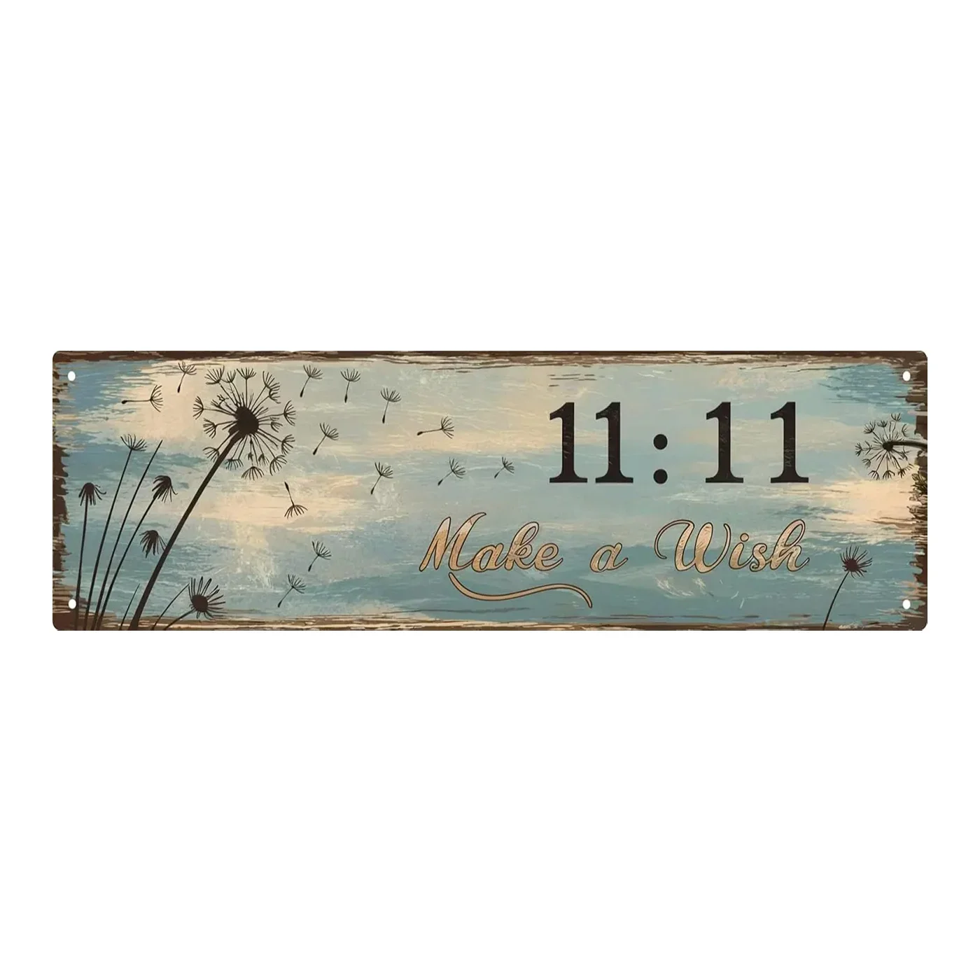[2D Flat] Custom Rustic Dandelion Metal Sign Personalized Pastel Blue Indoor Home Wall Art Ornament, Only Decoration