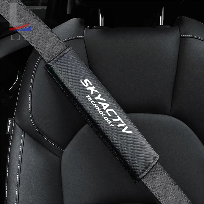 For SKYACTIV Mazda 2 3 5 6 8 AXELA CX4 CX5 CX8 CX30 MX5 Carbon fiber leather It contains thick sponge seat belt shoulder pads