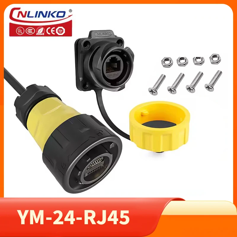 

Cnlinko YM24 Ethernet LAN M24 Waterproof Cat5e RJ45 Signal Connector Plug Receptacle for LED Billboard Telephone Radio Computer