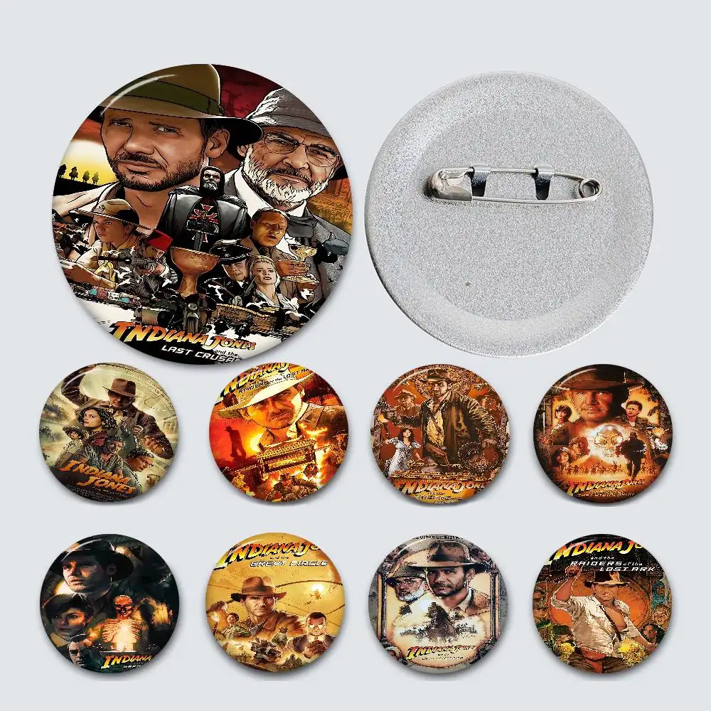 فيلم I-Indiana Jones دبوس زر ناعم مشرق مطبوعة أيقونة هدية للأصدقاء شارة طوق بروش التلبيب دبوس معدني