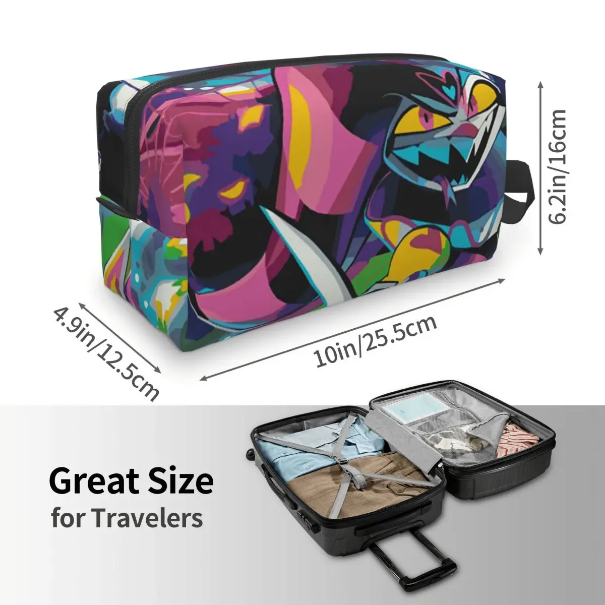 Anime Helluva Boss Fizzarolli Makeup Bag Cosmetic Organizer Storage Dopp Kit Toiletry Cosmetic Bag for Women Beauty Travel