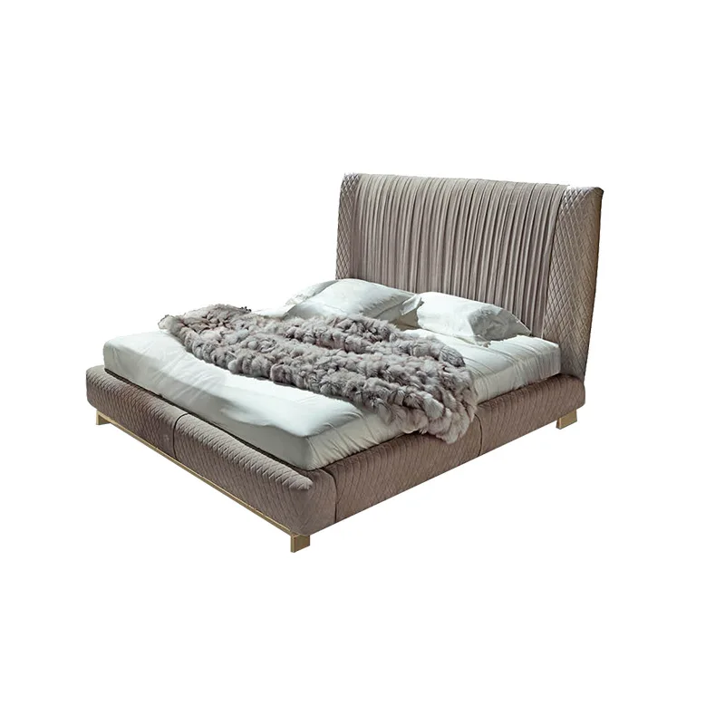 

Luxury Queen Fabric Double Bed Italian Minimalist Light Luxury 2m * 2m Queen Bed