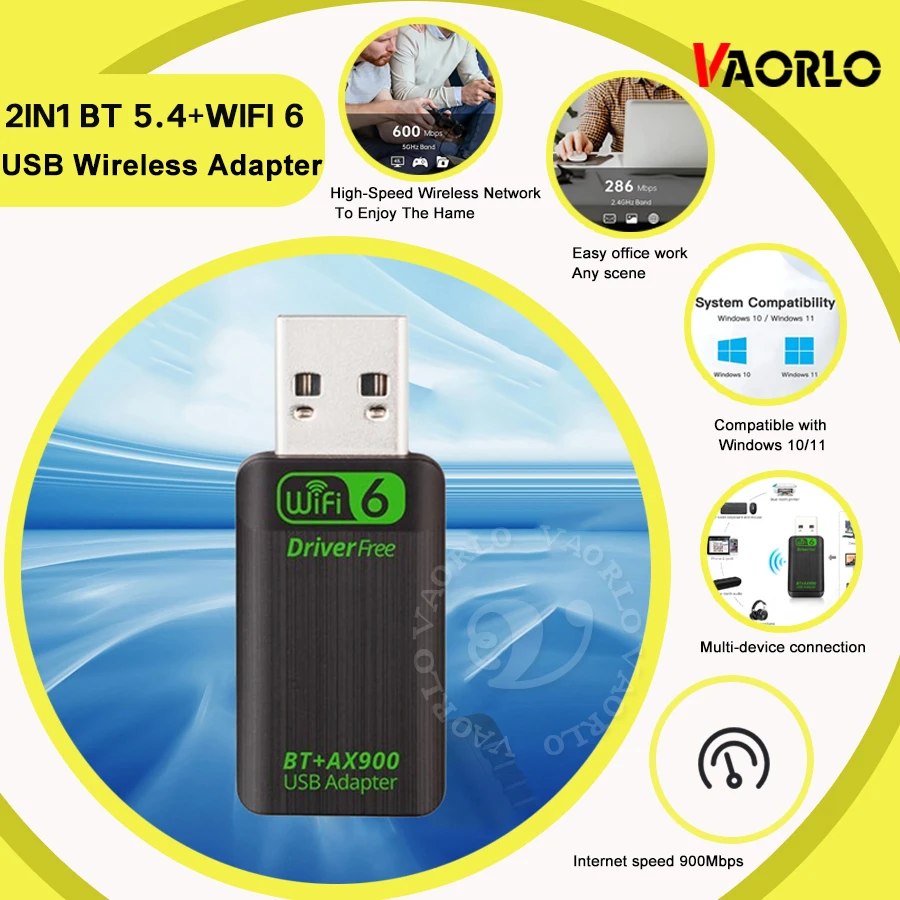 

USB WiFi 6 Bluetooth 5.4 Adapter 2in1 Dongle Dual Band (2.4G&5GHz) WiFi Network Wireless Wlan Receiver For Win 10/11 Driver Free
