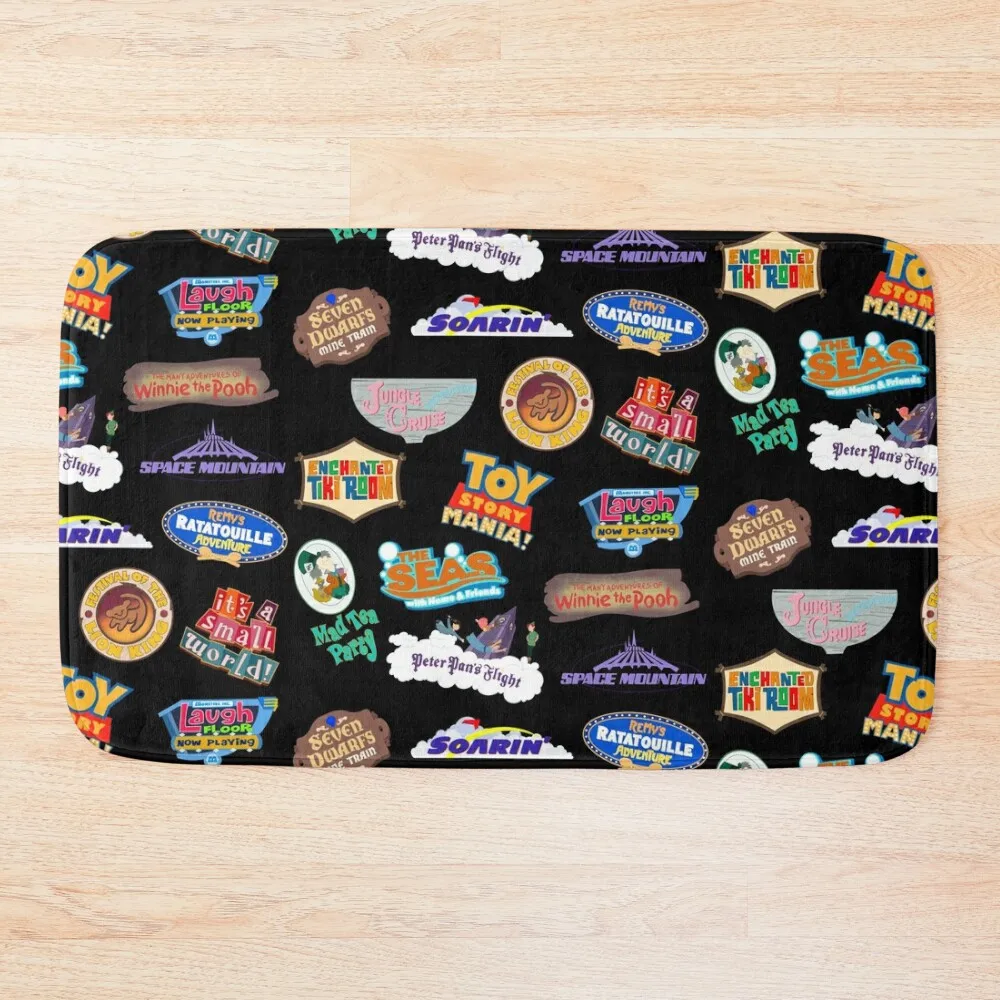 theme park attraction collage Bath Mat Bathroom Slip Kitchen Mat