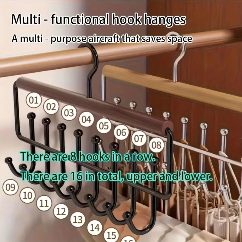 Wandmontierte Garderobenständer-Aufbewahrungsbox aus Metall mit 8 Haken – perfekt für Hüte, Handtücher und Riemen, BH-Aufhänger für Schrank-Organizer – Detail 8