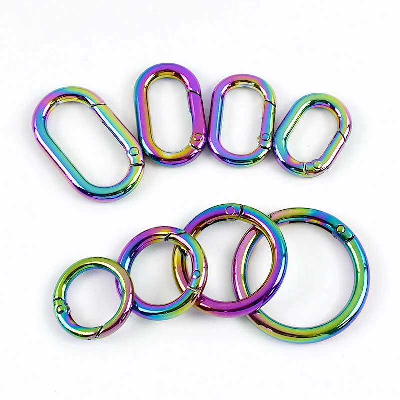 

10Pcs 10-50mm Colored Metal O Ring Buckles Bag Strap Keychain Openable Clasp Belt Carabiner Rings Snap Hook Hardware Accessories
