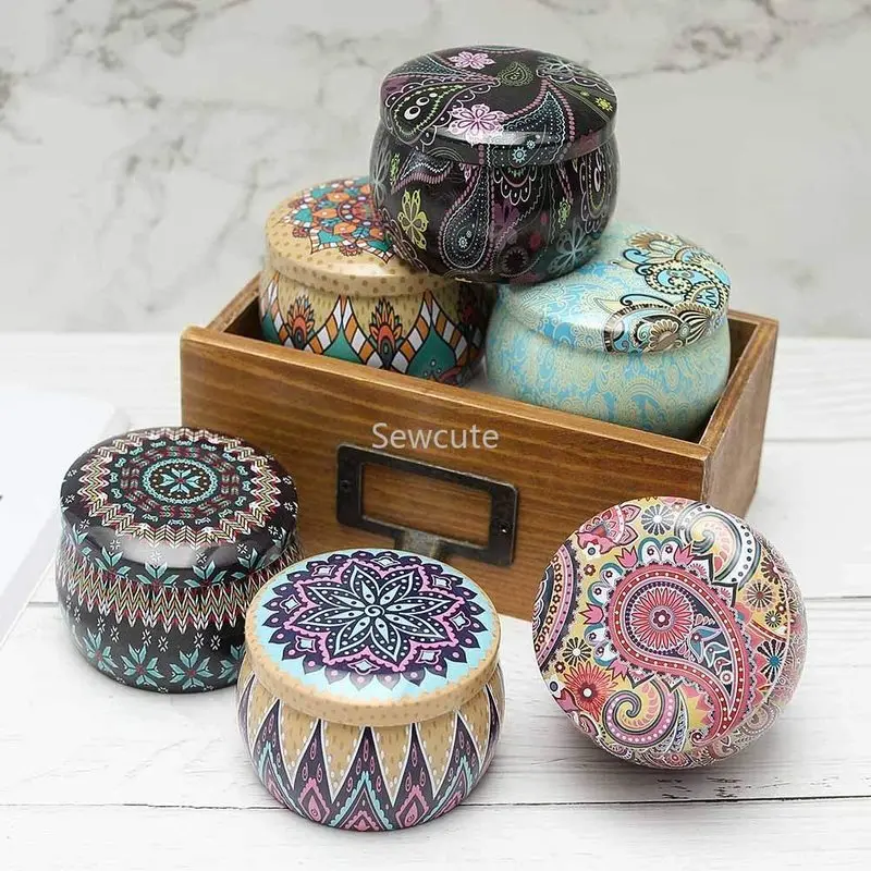 6 Pcs Candle Tin Jars DIY Candle Making kit Holder Storage case for Dry Storage Spices Camping  Party Favor and Sweets Gifts