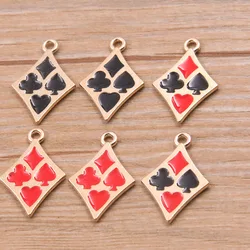 10Pcs 17*26mm 3 Color Alloy Metal Drop Oil Playing Cards Charms Pendant For DIY Bracelet Necklace Jewelry Making