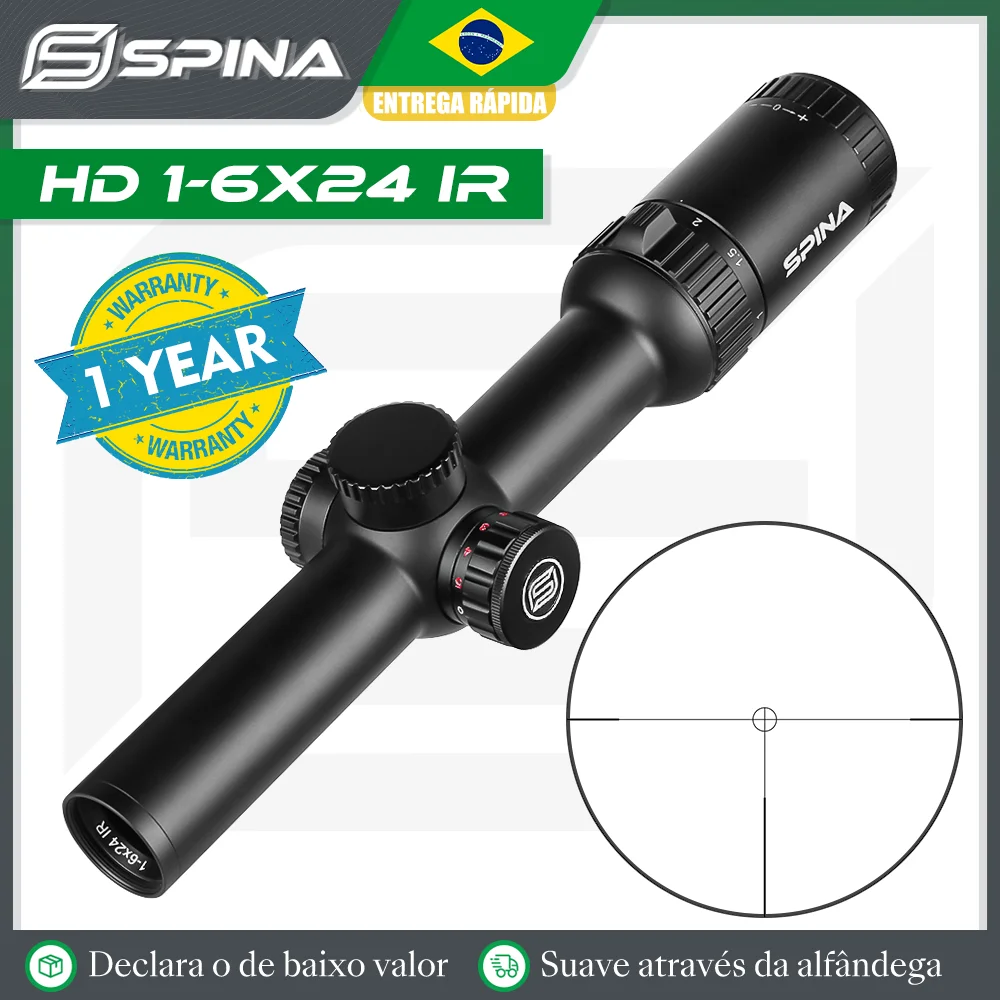 SPINA OPTICS HD 1-6X24 LPVO Tactical Riflescope Illuminated Glass Etched Reticle Sight AR15.308.223 PCP