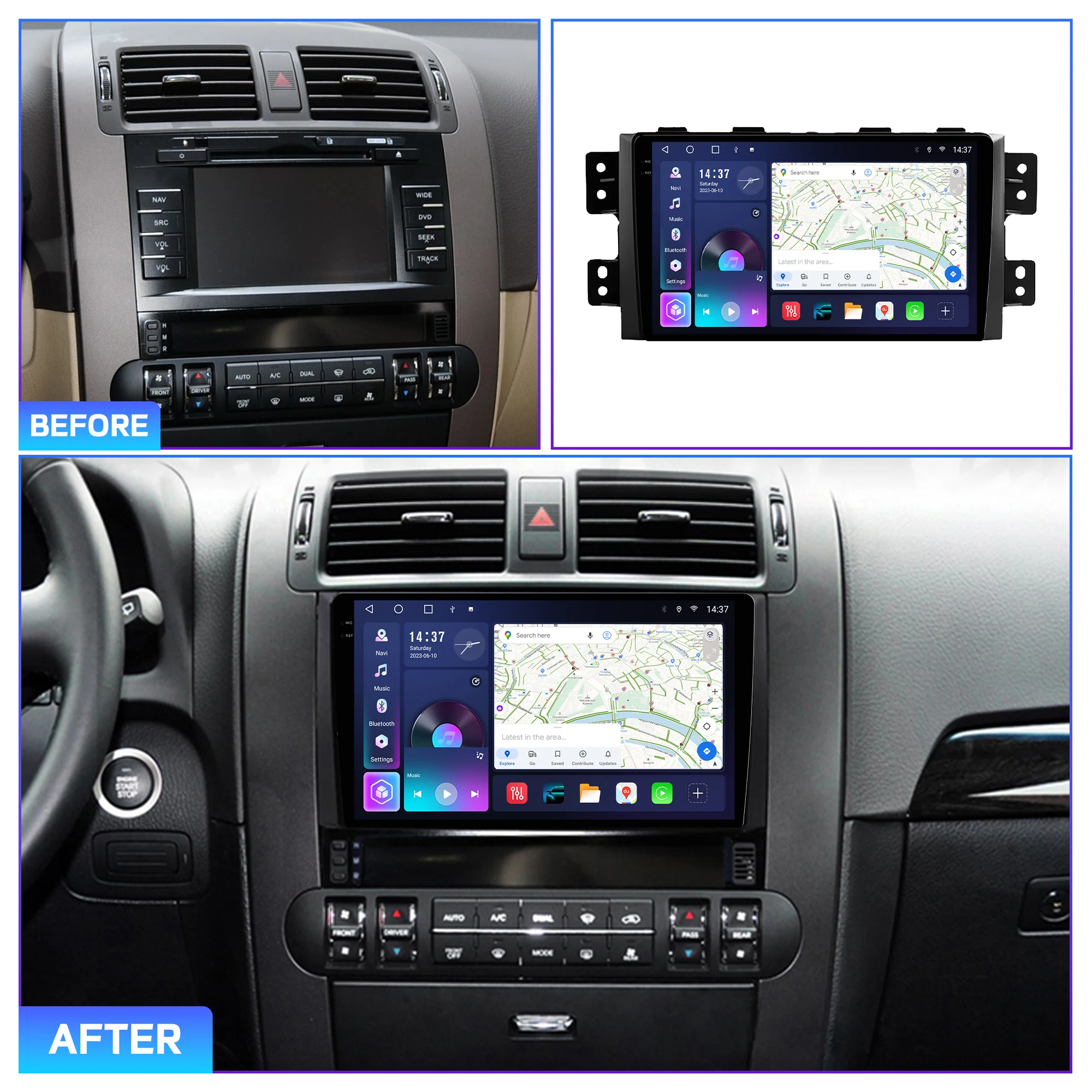 Penhui Android Car DVD Player 2 Din for Kia Borrego 2008-2015 Multimedia Screen with DSP, Bluetooth, Audio & CarPlay