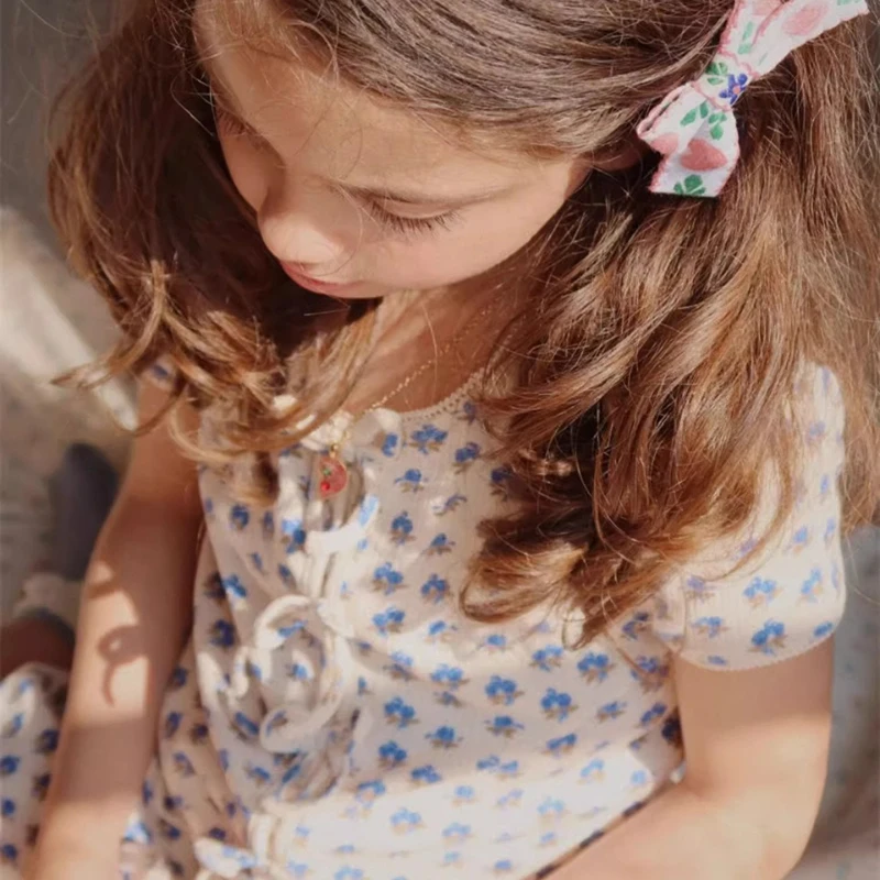 2025 KS مجموعة ملابس الفتيات الصيف رقيقة تي شيرت غير رسمي فستان الفتيات القوس الفتيات سترة علوية السراويل القطن ملابس الأطفال