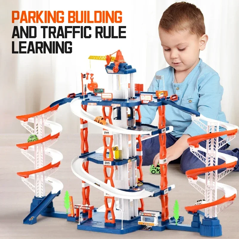 

Large Rail City Parking Building Multi-Layer Diy Parking Lot Diy Assembly Slot Adventure Racing Track Children Boy Gifts