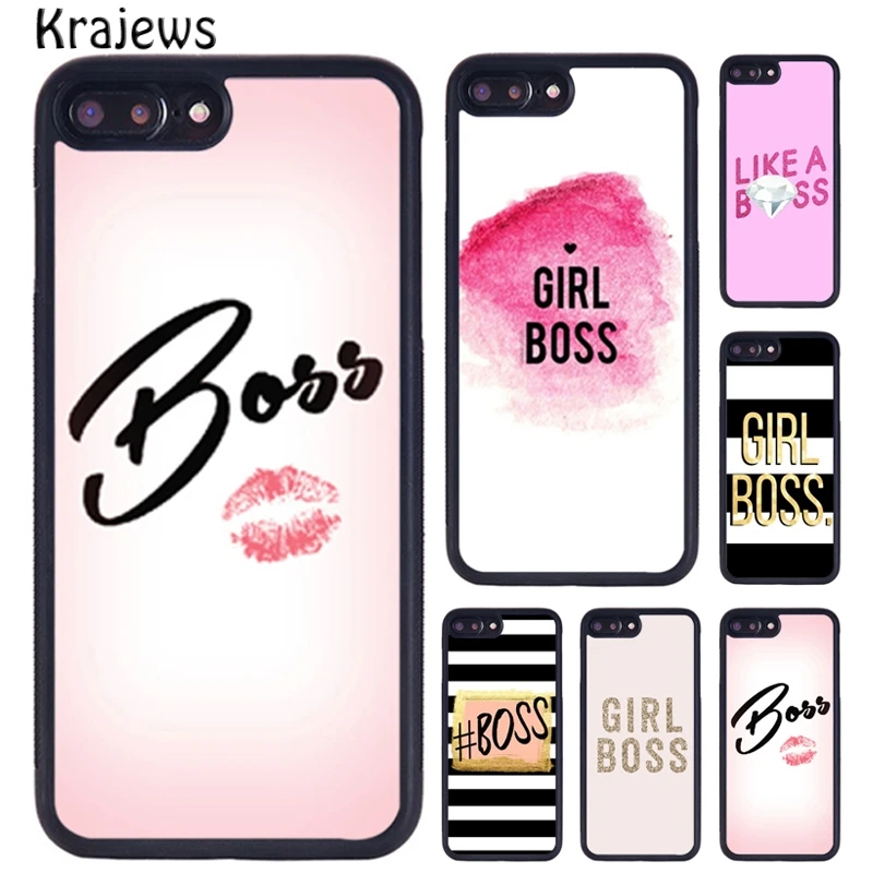 Krajews GIRL BOSS BOSSY Rubber Phone Case For iPhone 16 15 14 X XR XS 11 12 mini 13 Pro MAX Plus cover shell coque