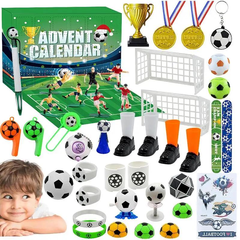 Christmas Advent Calendar 2024 Building Blocks Countdown Calendar Football Theme Kids Blocks Stress Relief Toy Xmas Gift