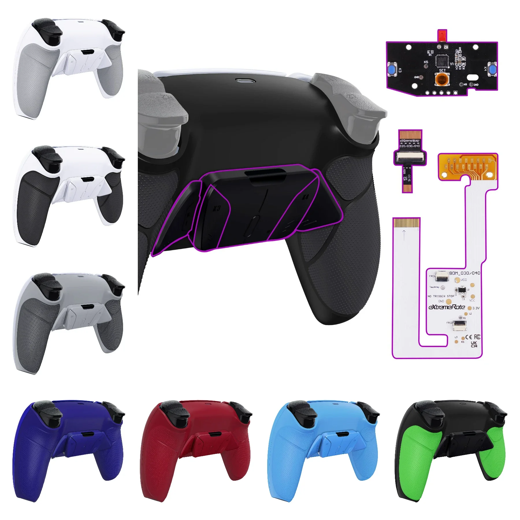 

EAEY Programable RISE4 V3 Remap Kit for ps5 Controller BDM-030/040/050, Upgrade Board & Redesigned Back Shell & Buttons