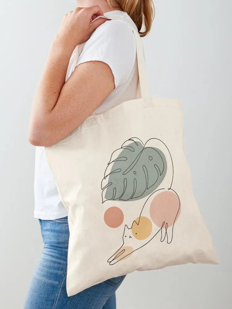 

Cat and Plant 34 Tote Bag custom tote men's canvas bags university shopper