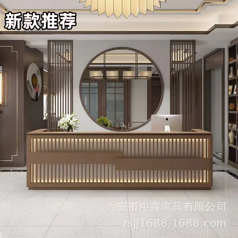 مكاتب الاستقبال الرجعية الجديدة على الطراز الصيني مكاتب الاستقبال المنزلية الحلاق متجر صالون تجميل أثاث المكاتب ВВНКДТ ZY40JDT #4