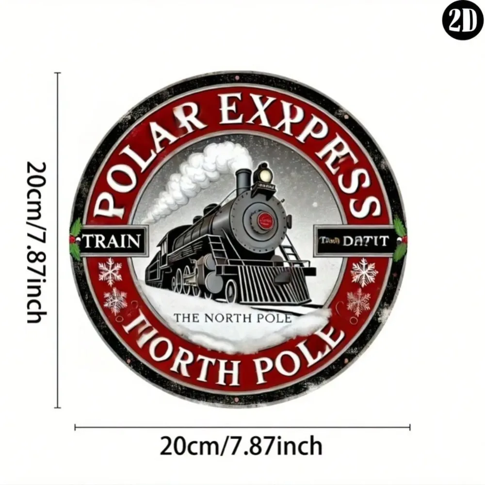 ديكور فني جداري معدني من Snowwonder Polar Express، هدية عيد الميلاد منقوشة برقائق معدنية لغرفة المعيشة المنزلية والمقهى #4
