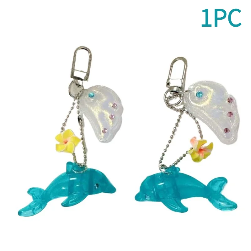 1PC Cute Korean-style Y2K Dolphin Keychain Vintage Cartoon Dolphin Pendant Charm Phone Strap For Bag Purse Backpack Decoration. view 2