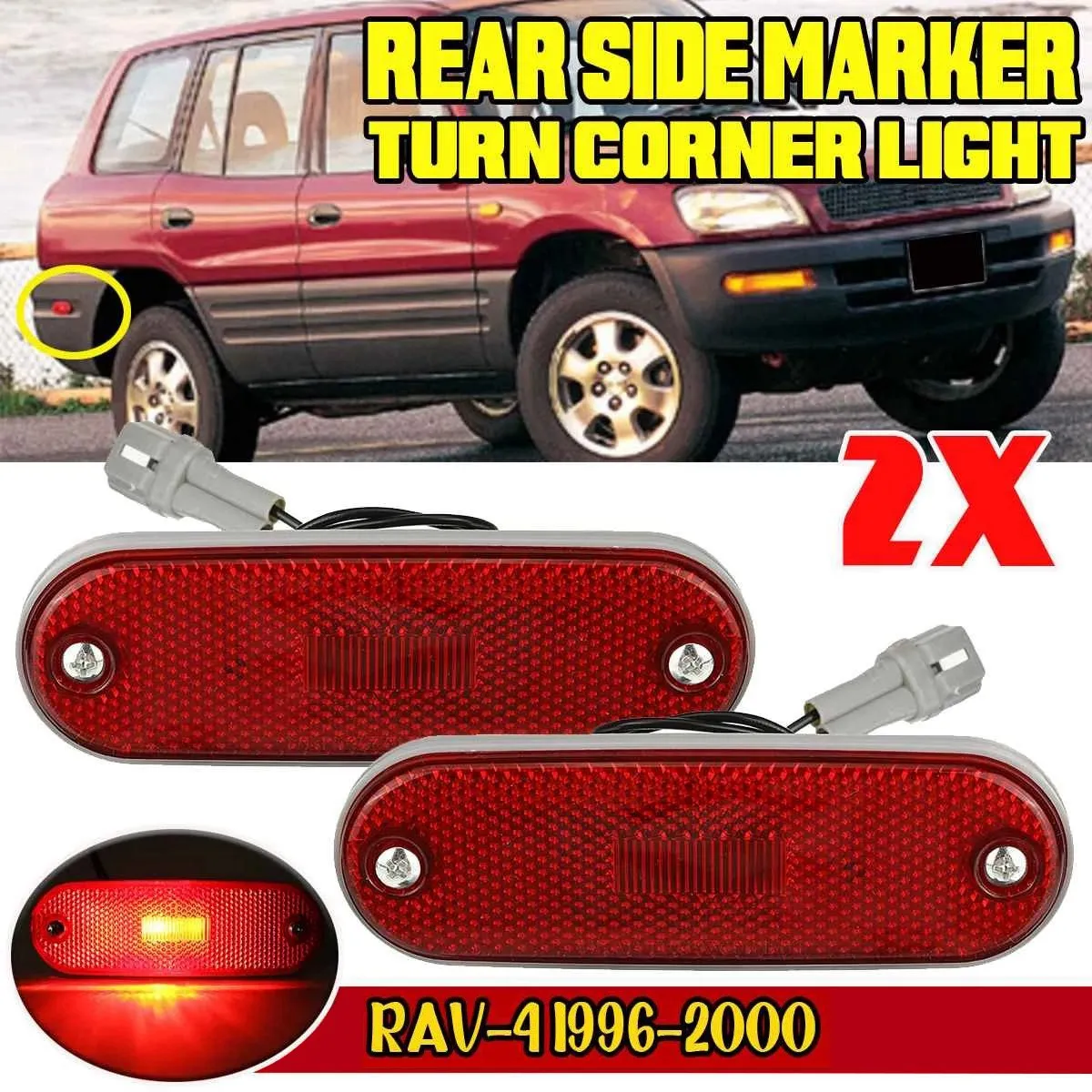 Auto Riflettore Posteriore Luci di posizione laterali Indicatore di direzione Freno Lampada di arresto Luci di parcheggio per Toyota Rav4 1996-2000