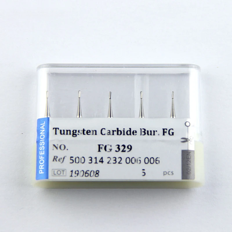 5pcs/Lot Dental Tungsten Carbide Burs FG 329 Dentistry Grinding High Speed for Preparation or Removal of Metal Tools