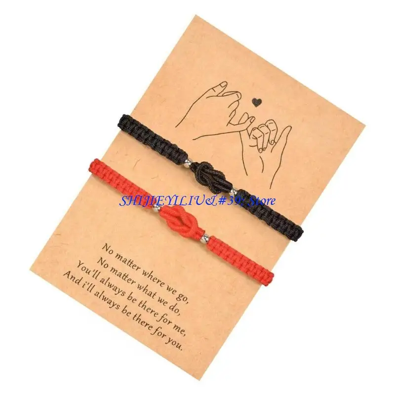 E21F Heartwarming Couple Bracelet with Interwoven Knot for Couples Friend Handmade Anniversary Valentines Gifts
