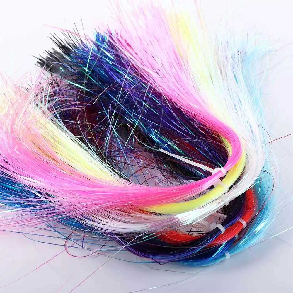 

400-500 Strands Fly Fishing Tinsel Assist Hooks Shinning Film Line DIY Fishing Jig Hook Streamer Flies Fishing Lure