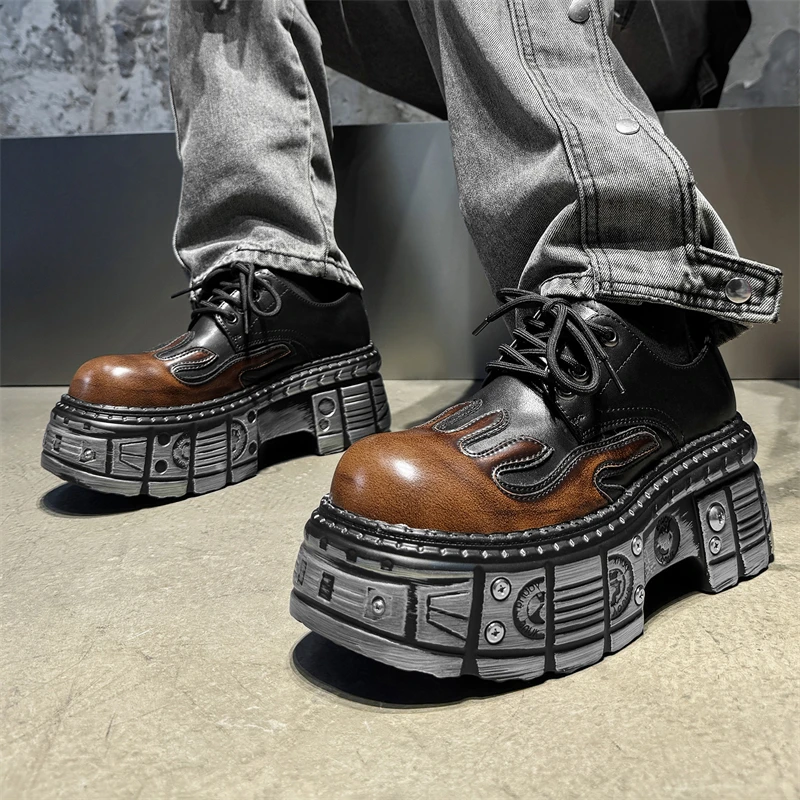 

New Fashionable Men Derby Shoes European-style Casual Comfortable Thick-soled Fashion Brand Shoes Gentleman Social Shoes Men