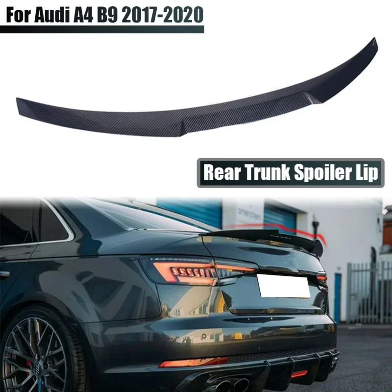 New！ For Audi A4 S4 S Series 2017-2021 Black/Carbon Fiber Appearance Rear Spoiler Wing Edge Extension Rear Luggage Spoiler