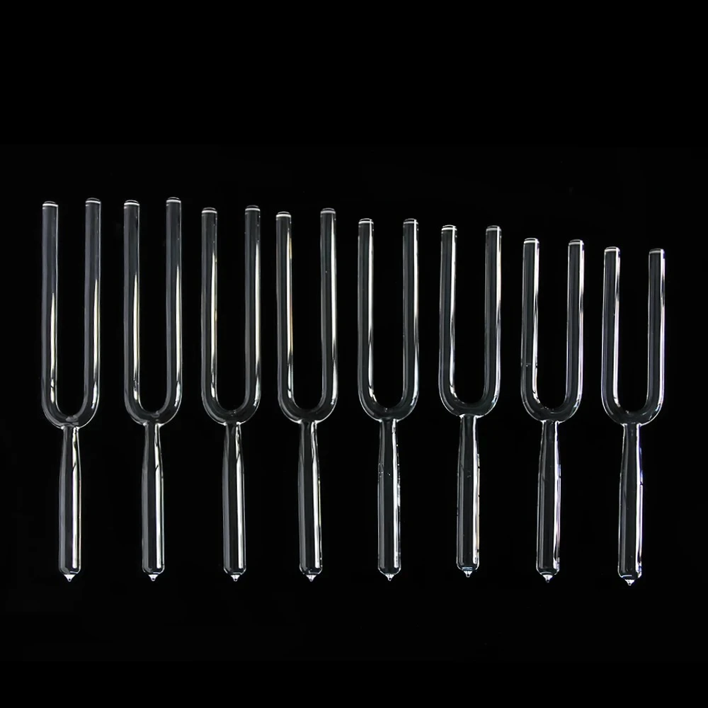 Mountain Rain Set of 8pcs Clear Quartz Crystal Singing Tuning Forks 20mm Sound Healing  Percussion Instrument Sound Therapy