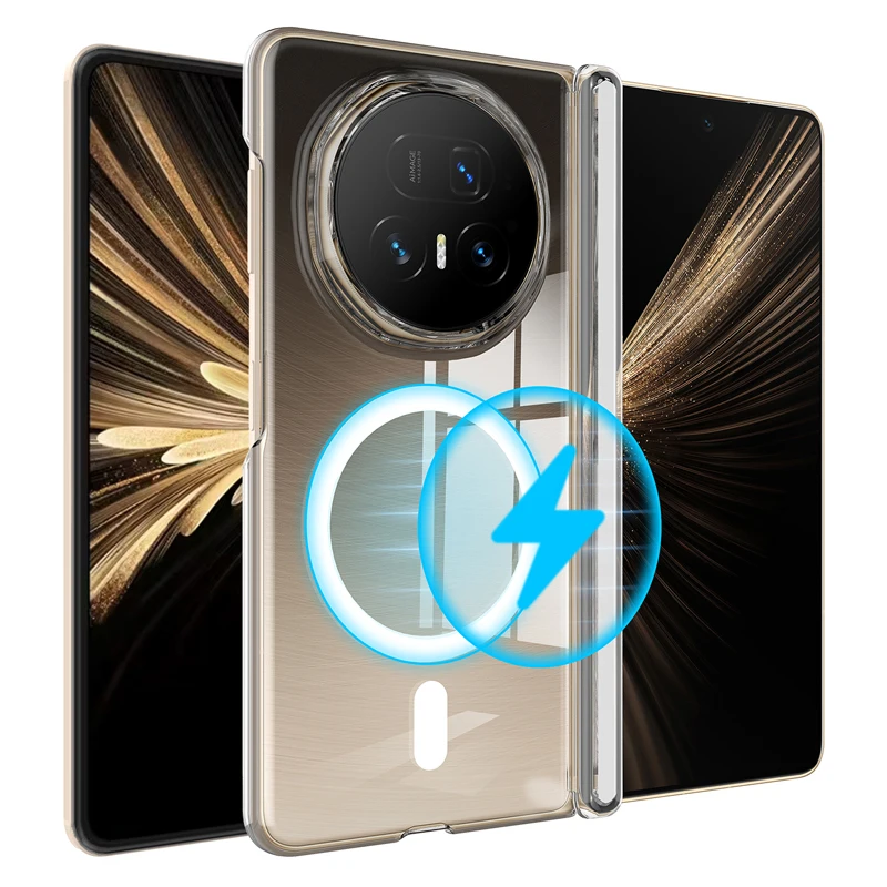 Funda untuk Honor Magic V5 Case ELVEV Magnetic Hard PC Transparan Soft TPU Anti-sidik Jari dengan Penutup Ponsel Pengisian Daya Nirkabel