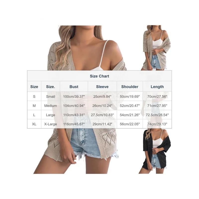 

Lightweight Crochet Cover-Up Cardigan Women, Featuring a Breathable Open Front Design with a Pattern And Half Sleeves