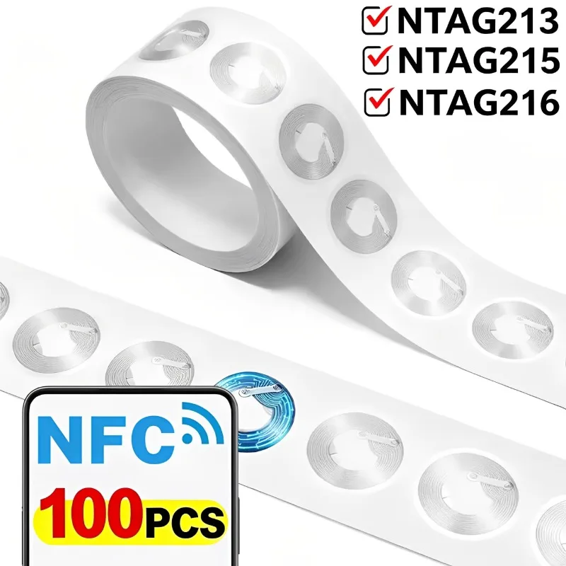 Tag NFC Adesivi, Chip NFC Riscrivibili Ntag 213 215 216, Tag NFC da 144 504 888 Byte per Dispositivi Universali Abilitati NFC